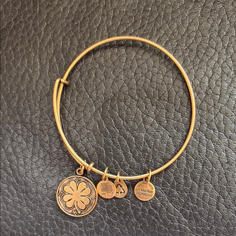 Alex and ani gold color shamrock charm bracelet